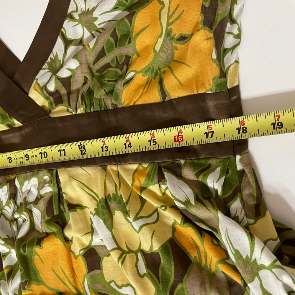 New TOMMY BAHAMA Floral Tropical Print Silk Midi Dress Green Yellow Size 16 - Picture 14 of 14